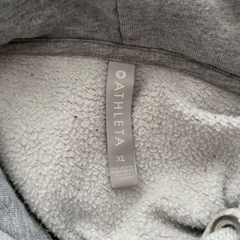 Athleta Gray Fleece Hoodie Size XL Women’s Cozy Pullover Sweatshirt